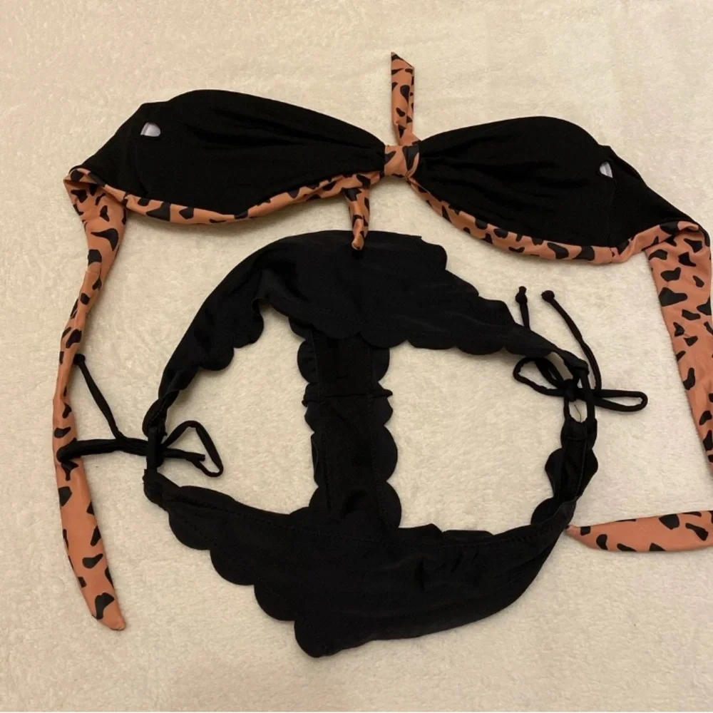 SHEIN Brown and Black Animal Print Bikini Set